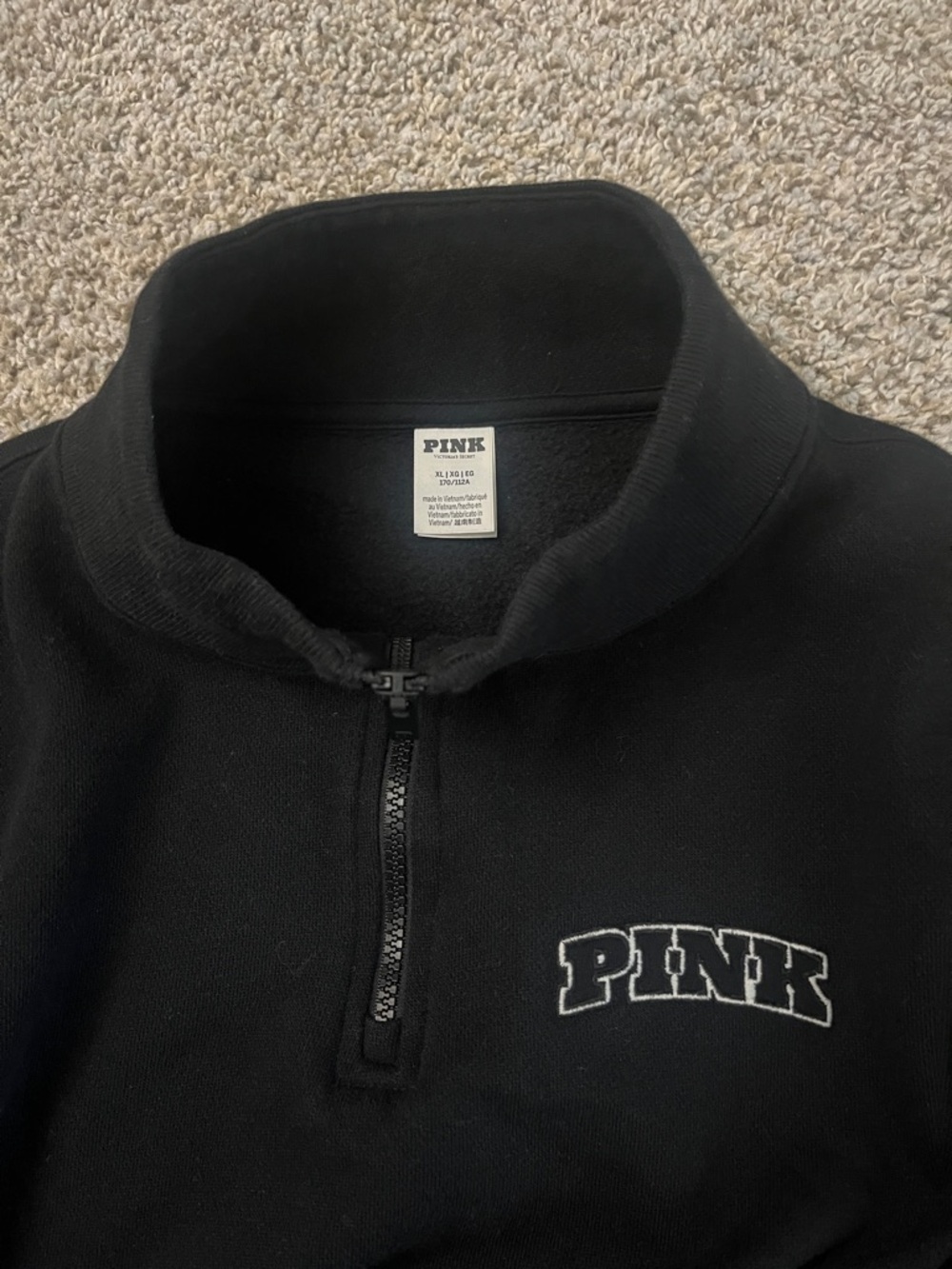 PINK Victoria's Secret Half-Zip Cropped Pullover Sweatshirt - Black - Picture 2 of 4